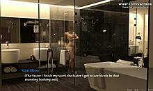 Într-un joc animat 3D, o mamă vitregă cu sâni mari își înșală soțul și se bucură de o întâlnire fierbinte cu un bărbat mai tânăr după un duș de hotel
