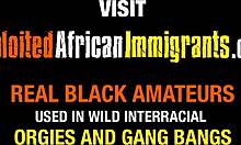 Африкански имигрант се наслаждава на междурасова хардкор анална тройка