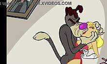 Hot blonde girlfriend gets rough with her friend in cartoon clip